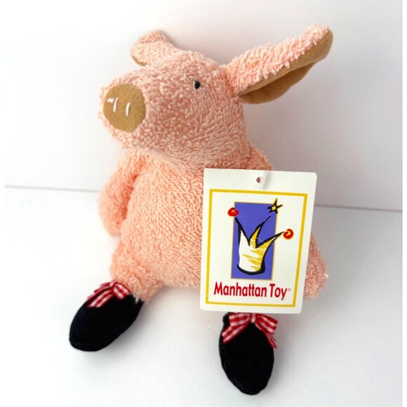 Rare Vintage Manhattan Terry Cloth Tiptoes Pierre the Pig Plush 8" w/Tags Ballet - Picture 1 of 6